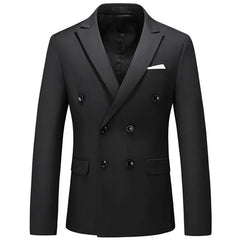 2025 Fashion New Men's Casual Boutique Business Solid Color Double Breasted Suit Jacket Blazers Coat