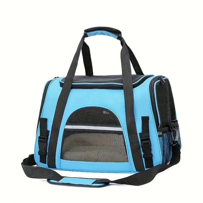 Showlu portable soft-sided cat carrier made of breathable Oxford fabric with mesh panels for comfortable pet travel