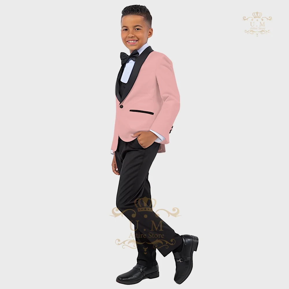 Boy's white tuxedo suit with jacket, vest, and pants from ZHIO by SHOWLU FASHION STORE, perfect for formal occasions.