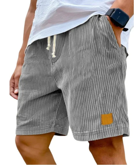 Men's retro corduroy casual shorts by Showlu Fashion Store, featuring solid color, relaxed fit, and stylish design.