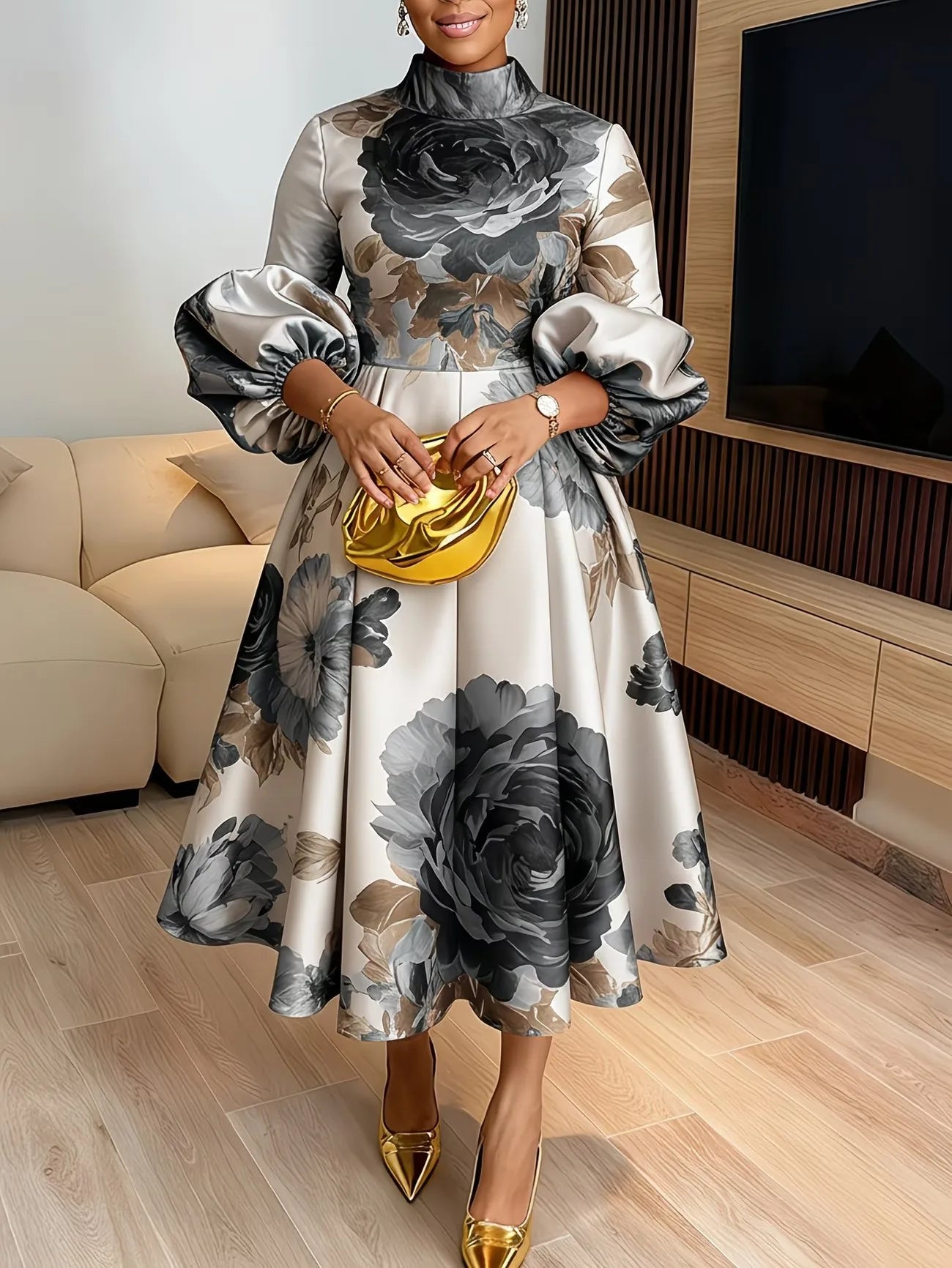 Elegant Dress Women for Wedding Party Summer African Half Sleeve Polyester Wedding Printing Midi Dress Dashiki Africa Clothing