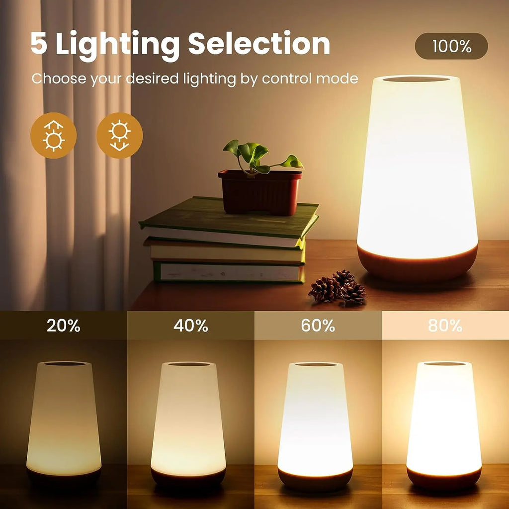 Showlu Smart RGB Touch Remote Night Light displaying colorful lighting options on a sleek, modern design.