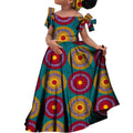 Girls African dashiki cotton dress with matching headscarf by SHOWLU FASHION STORE, featuring vibrant traditional African patterns.
