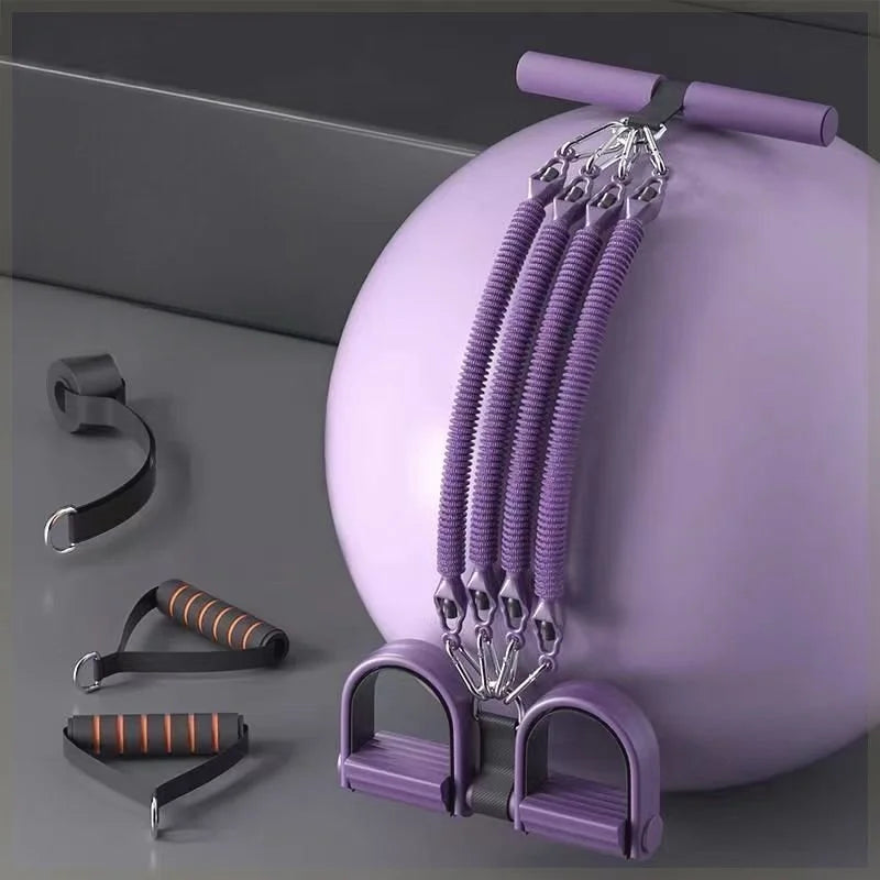 Showlu Pedal Tension Rope used for abdominal exercises, featuring a multi-functional resistance band for fitness training.