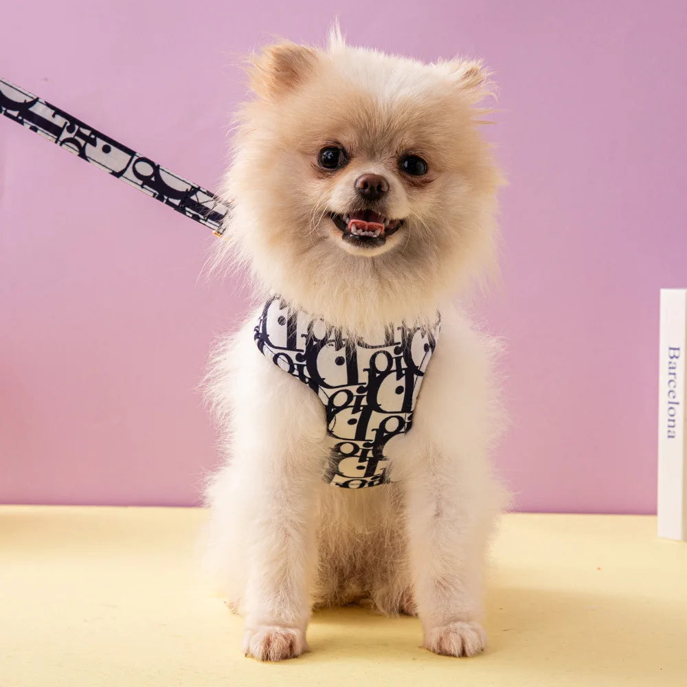 Small and medium dog chest and back harness with leash, Showlu Fashion Store pet supplies for secure walking and control.