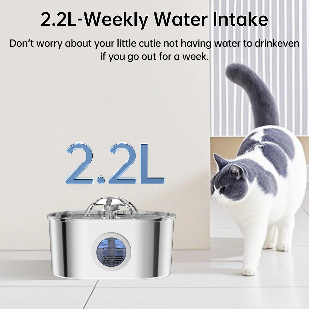 Stainless steel ZKYJ cat water fountain from Showlu Fashion Store, featuring a sleek design and quiet operation for pets.