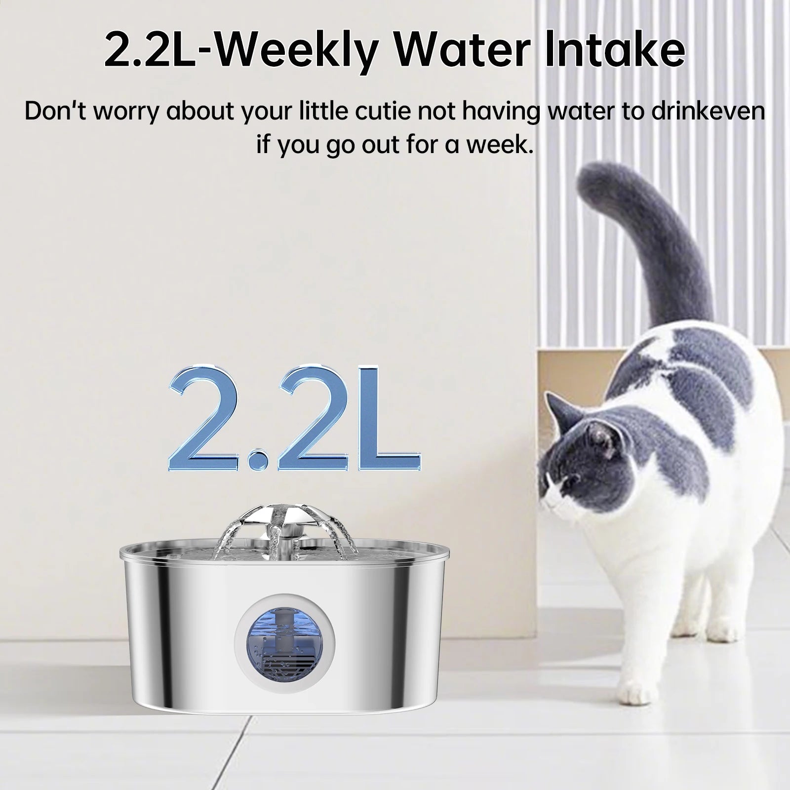 Stainless steel ZKYJ cat water fountain from Showlu Fashion Store, featuring a sleek design and quiet operation for pets.