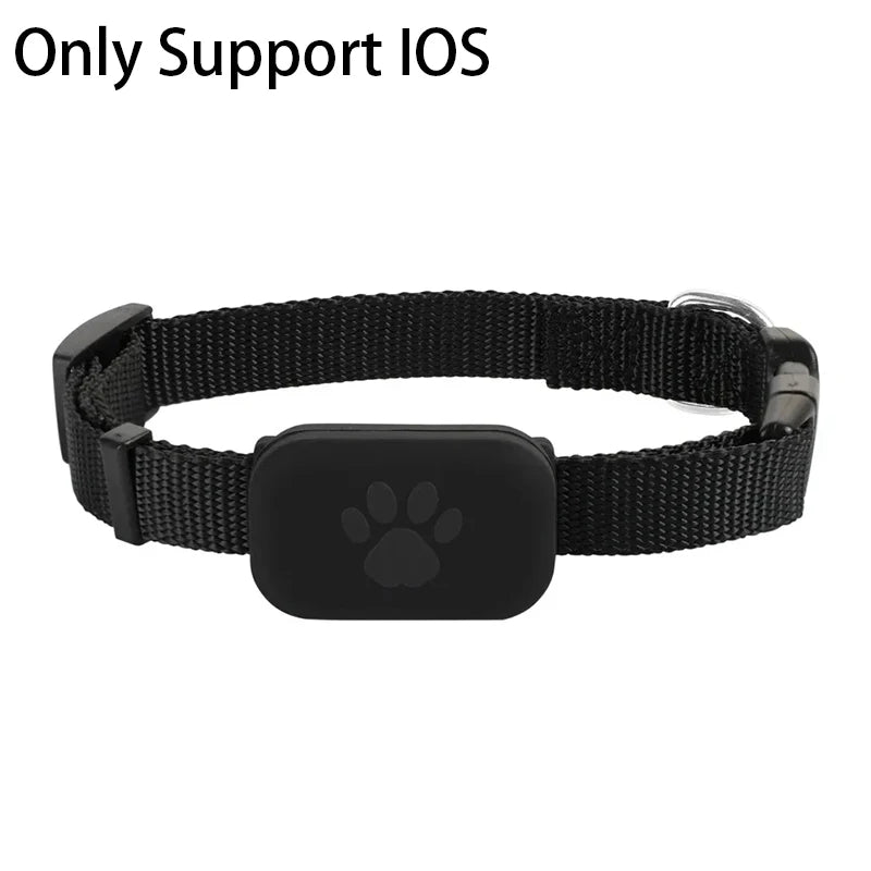 Showlu Mini Bluetooth GPS pet tracker attached to a dog's collar, anti-lost smart locator for dogs.