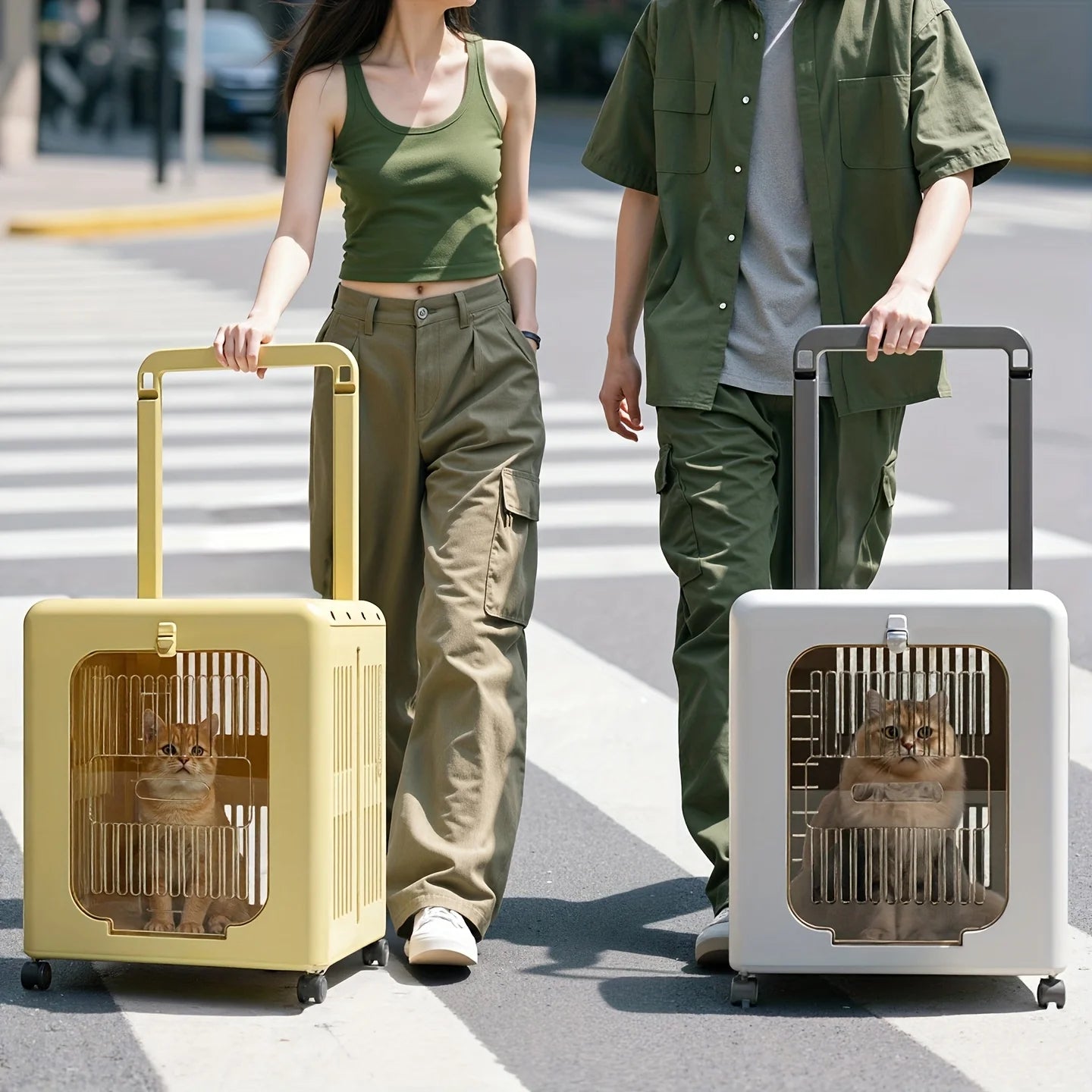 Showlu portable folding pet stroller and airline-approved cat carrier with mesh sides and compact design for easy travel.