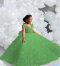 White V-neck Luxury Flower Girl Dresses For Wedding Butterfly Appliques Pearl Child Birthday Party First Holy Communion Gown