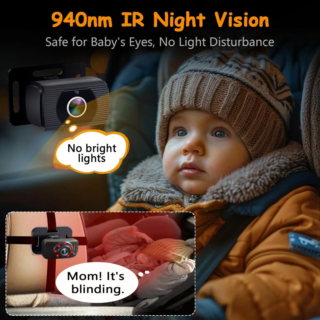 Baby car camera by Showlu Fashion Store showing a compact camera mounted inside a vehicle for baby safety.