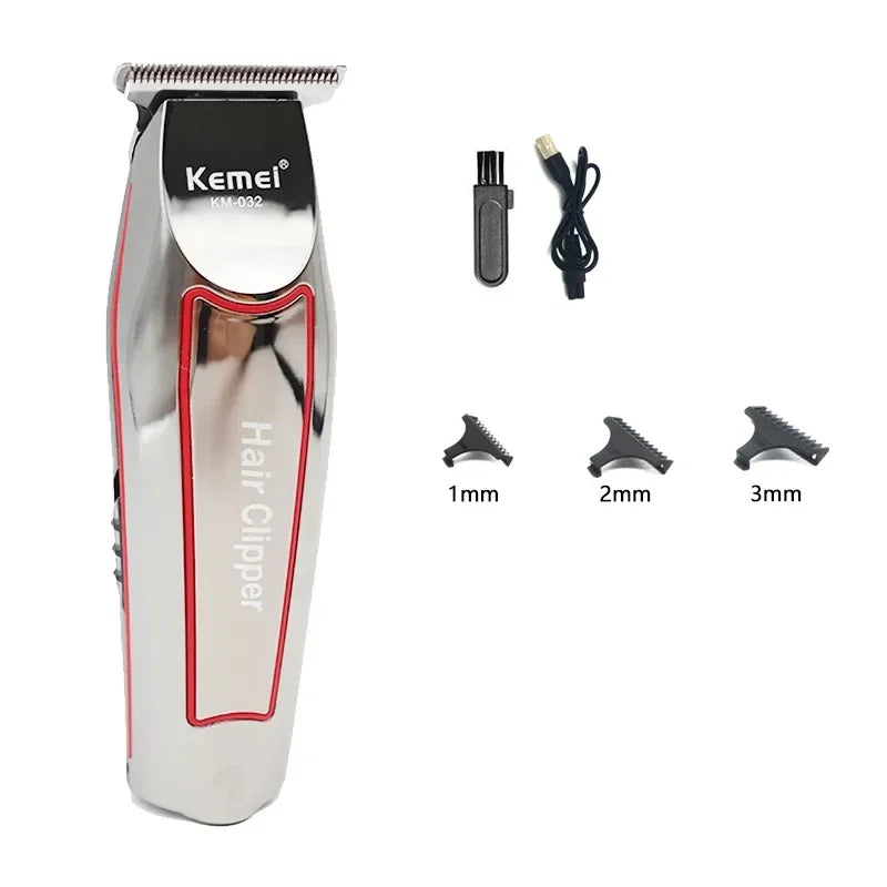 Showlu Smart KM-032 electric beard trimmer kit with silver hair clipper and adjustable blades, designed for precise grooming.