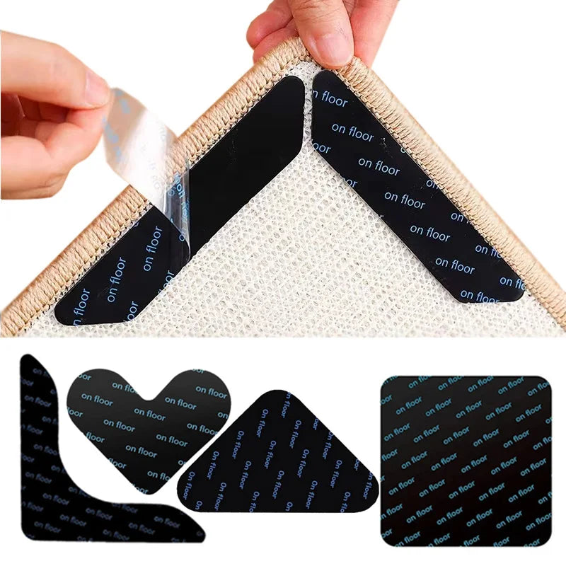 Showlu Smart General anti-slip rug grippers securing a rug to the floor, preventing slipping and shifting.