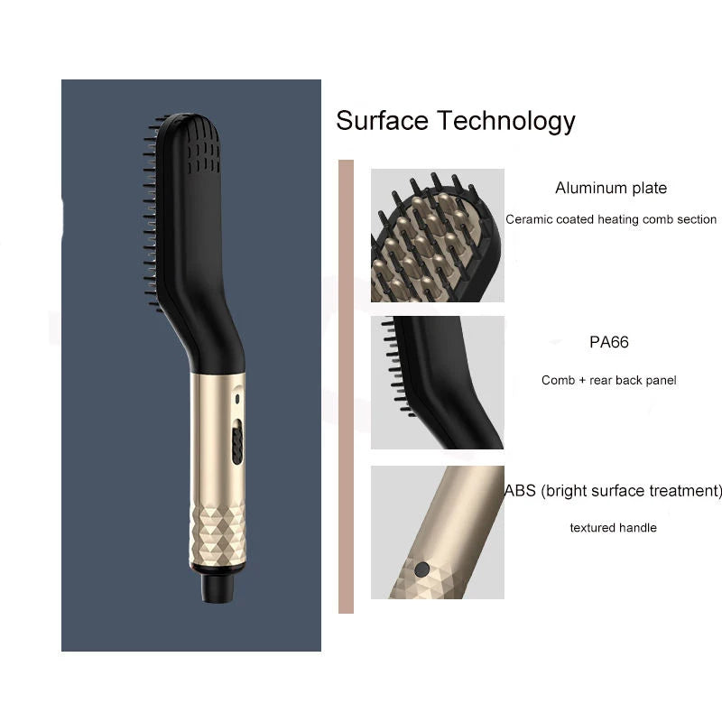 Showlu Smart General beard straightening comb with heated ceramic plates and ergonomic handle for easy styling.