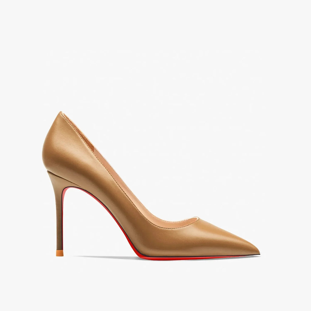 Red women's high heels by SHOWLU FASHION STORE featuring 12cm pointed toe pumps with a stylish design and sleek heel.