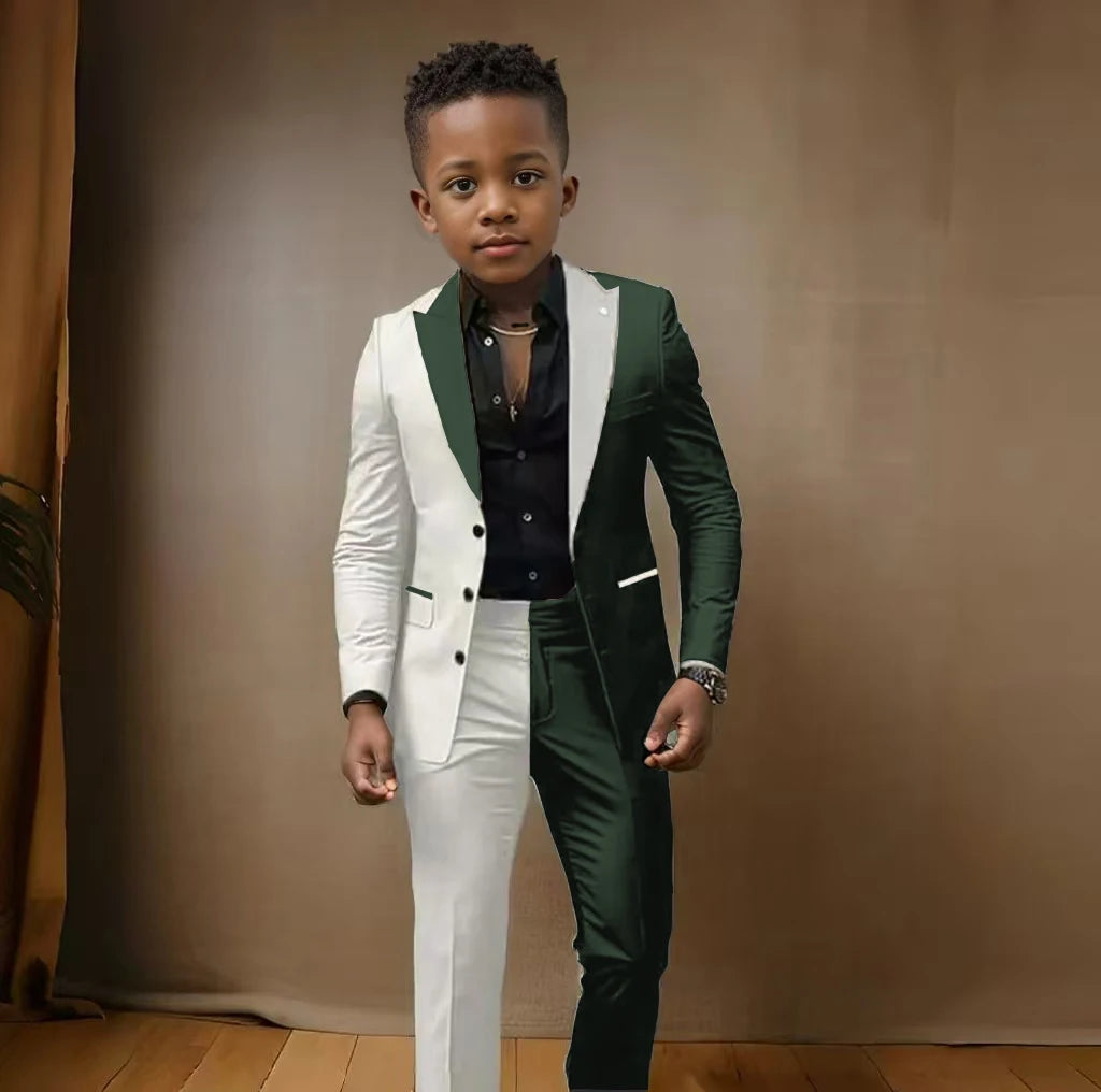 Boy blazer suit and pants set by Showlu Fashion Store, slim fit casual and wedding blazer for boys 3-16 years, stage performance.