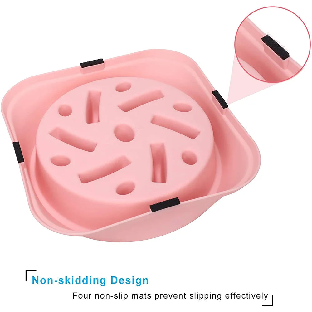 Showlu Fashion Pet Dog Slow Feeder Bowl with non-slip base, puzzle design for medium and small dogs, anti-gulping food dish