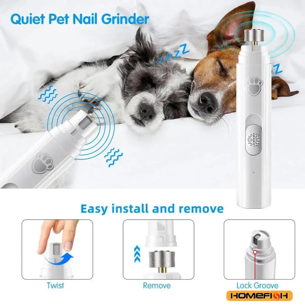 Electric dog nail grinder by Showlu Fashion Store with rechargeable trimmers and polishing wheel for small and large pets.