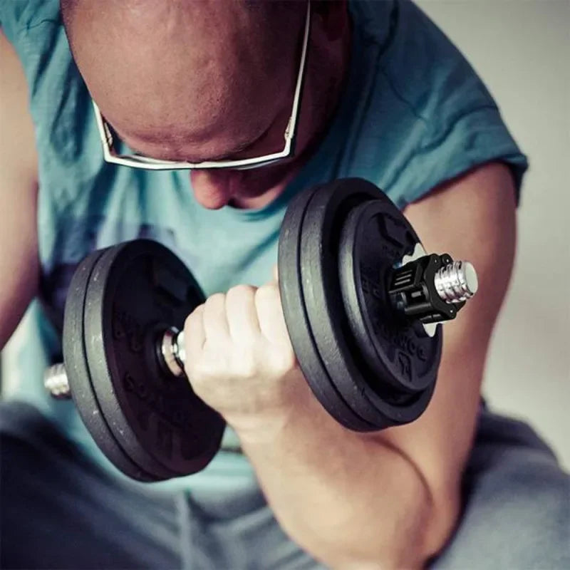 Two thick barbell and dumbbell buckle sets with quick release nuts, designed for secure fixing of barbells and dumbbells.