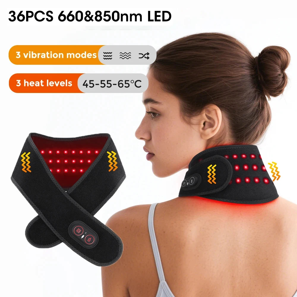 Electric heating ankle massager with LED vibration lights, red light therapy, and ankle brace for foot and wrist support.