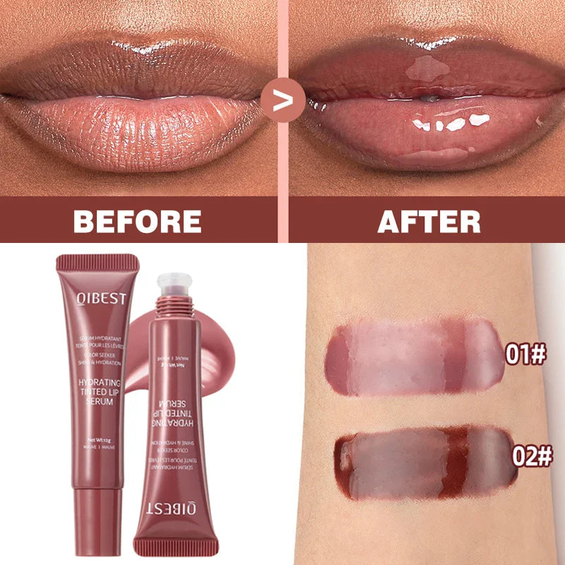 SHOWLU FASHION STORE QiBest Clear Water Gloss Glass Lip Gloss with moisturizing mirror lip tint, featuring a shiny, transparent finish.
