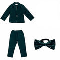Boys Dark Green Formal Wedding Party Suit Children Blazer Vest Pants Tie 4 PCS Tuxedo Kids Performance Photography Dress Costume