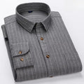 Plus size 7XL men's long sleeve plaid cotton shirt, slim fit formal and casual striped office top, soft and comfortable.