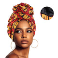 African satin-lined turban cap with large flower print, floral headwrap, Muslim bonnet, and ladies beanie by Showlu Fashion.