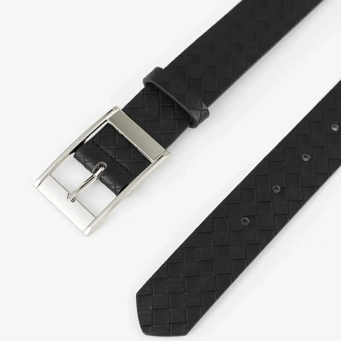 Men's faux leather belt with pin buckle, stylish casual and business accessory by Showlu Fashion, featuring a sleek design.