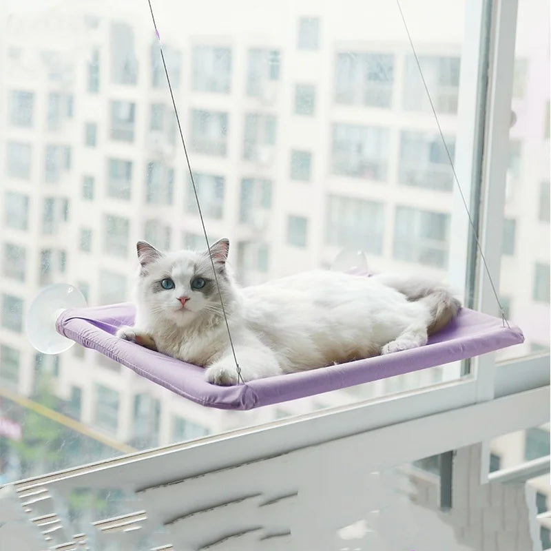 Showlu Smart General cat window hammock with plush fabric, designed for comfortable outdoor lounging for cats.