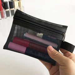 1PCS Makeup Bag Women Small Large Mesh Transparent Cosmetic Bag Organizer for Cosmetics Black Storage Pencil Cases Neceser Pouch