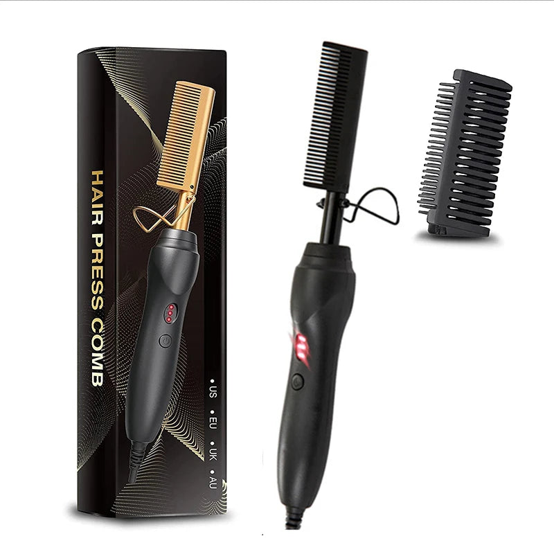 Showlu Smart General 2-in-1 portable hair straightening brush hot comb with ceramic bristles for sleek, straight hair styling.