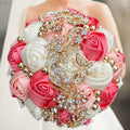 Navy silk rose wedding bouquet with artificial flowers, 20cm size, featuring elegant, realistic silk roses for special occasions