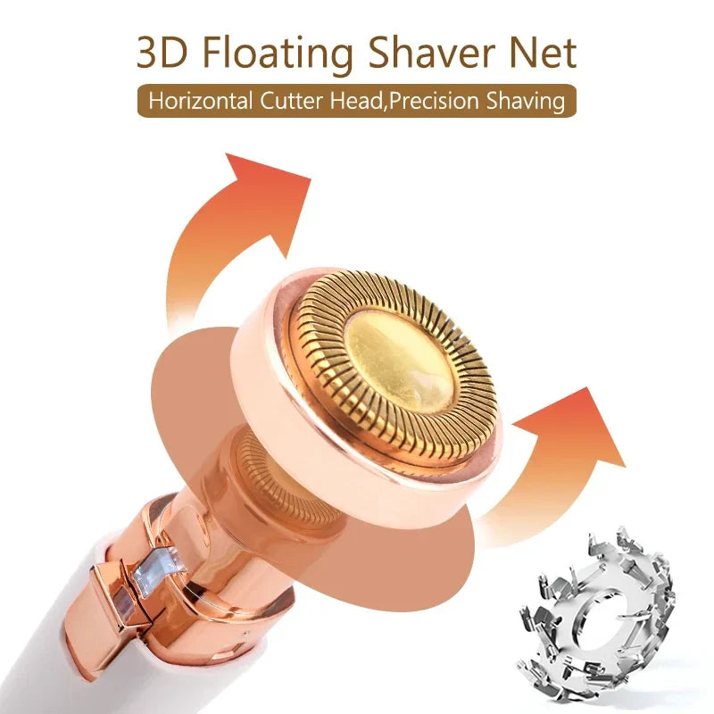 SHOWLU 2-in-1 electric eyebrow trimmer and facial epilator for women, compact device for precise hair removal.
