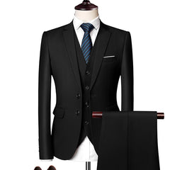 13 Color Basic Style Men's Casual Solid Color 3 Pieces Suits / Male One Button Blazers Jacker Coat Trousers Pants Vest Waistcoat