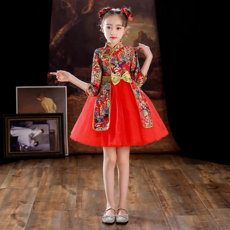 Party Cosplay Performance Costumes Cheongsam Dress Chinese Dress Qipao Children Clothing Ethnic Style Girl New Year Kids Clothes