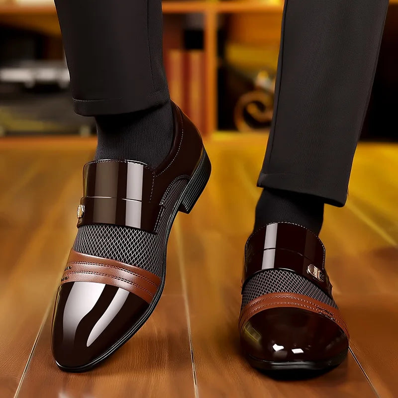 Men's UXST Oxford shoes by Showlu Fashion Store featuring pointed toe lacquer leather dress shoes with classic style.