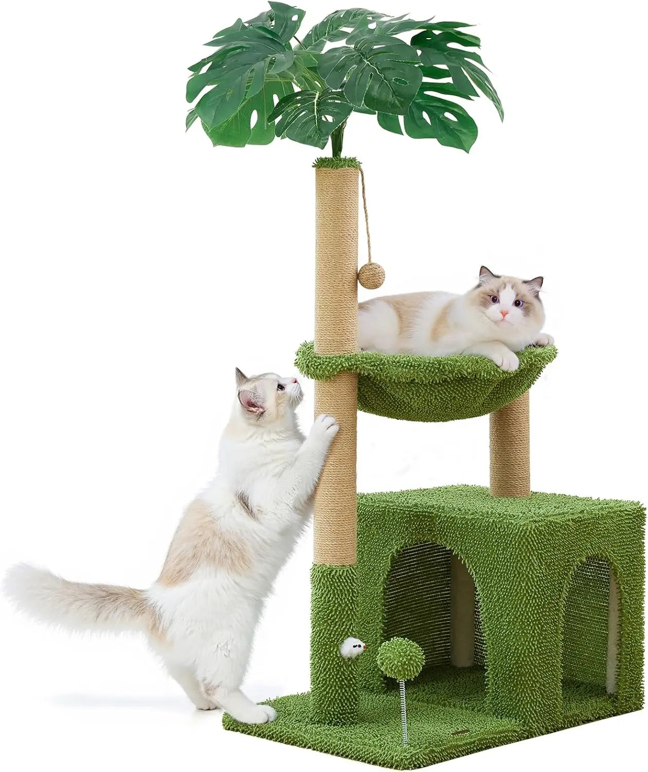 Showlu 48-inch cat tree tower with scratching post, cozy hammock, and multiple levels for cats to climb and relax.