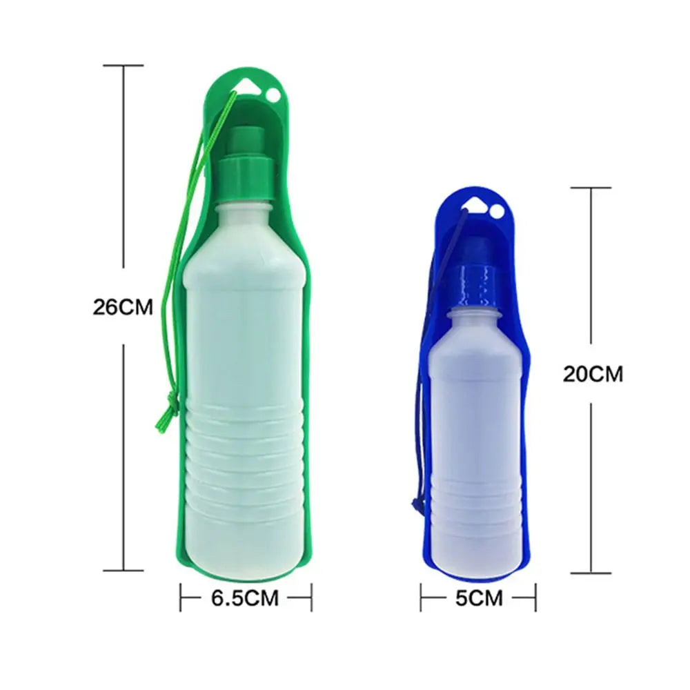 Showlu Portable Dog Water Bottle with built-in drinking bowl, ideal for outdoor pet travel and hydration.