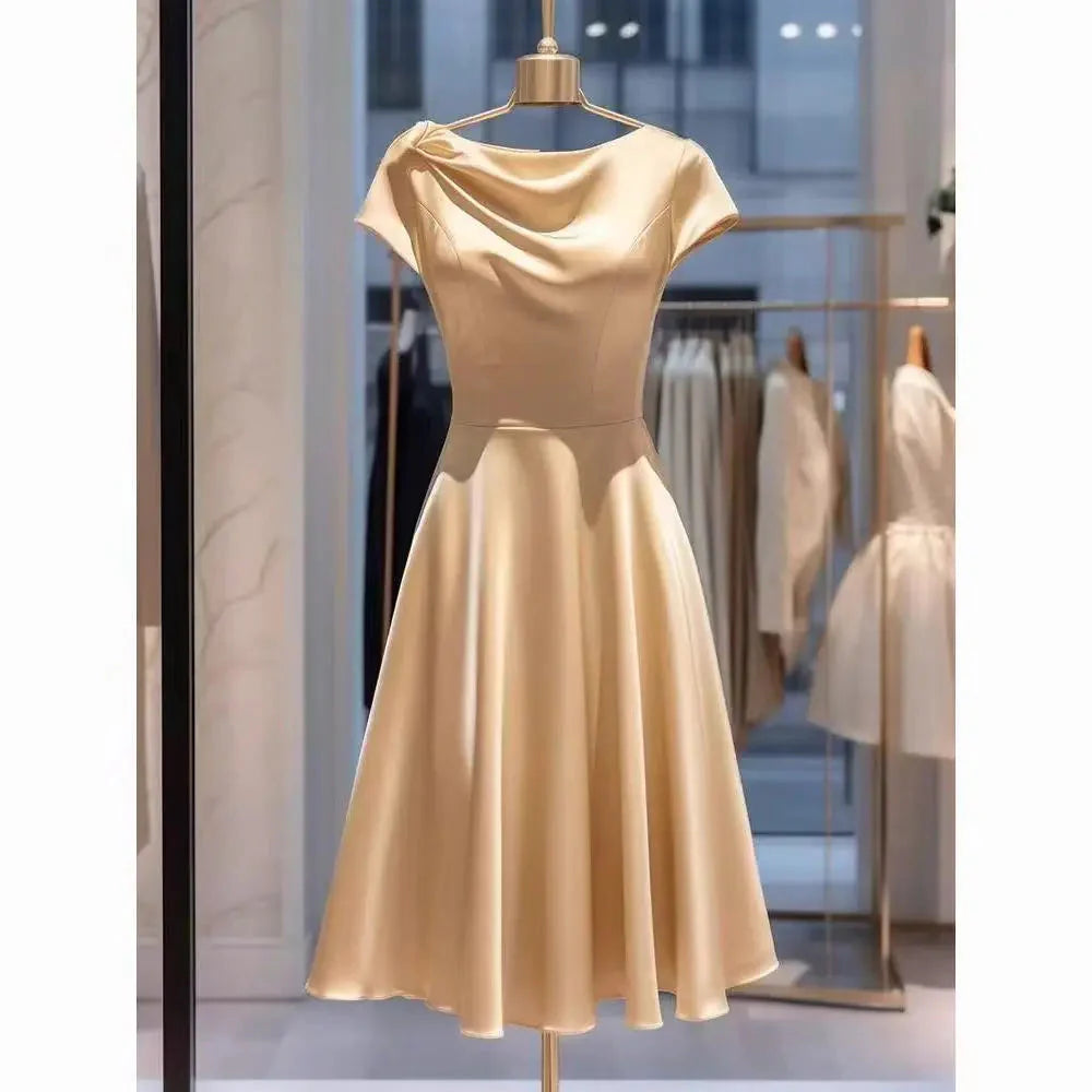 SHOWLU FASHION women's satin two-piece set with embroidered coat and midi skirt, stylish and elegant for fashionable occasions