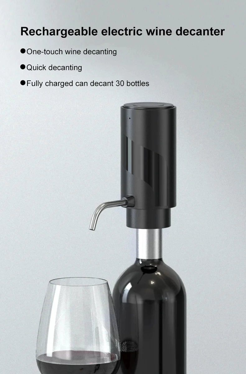 Showlu Smart Electric Wine Aerator Dispenser with USB automatic pourer, showcasing its sleek design and pouring nozzle.
