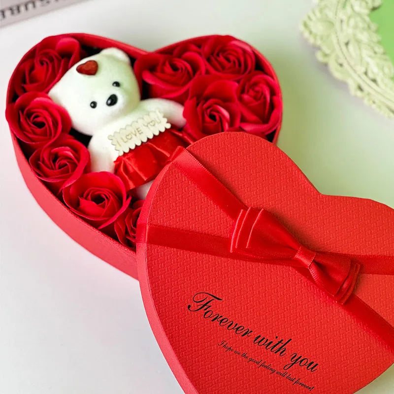 Red rose love gift box from Showlu Fashion Store, perfect for romantic occasions like anniversary, Valentine's Day, or Mother's Day.