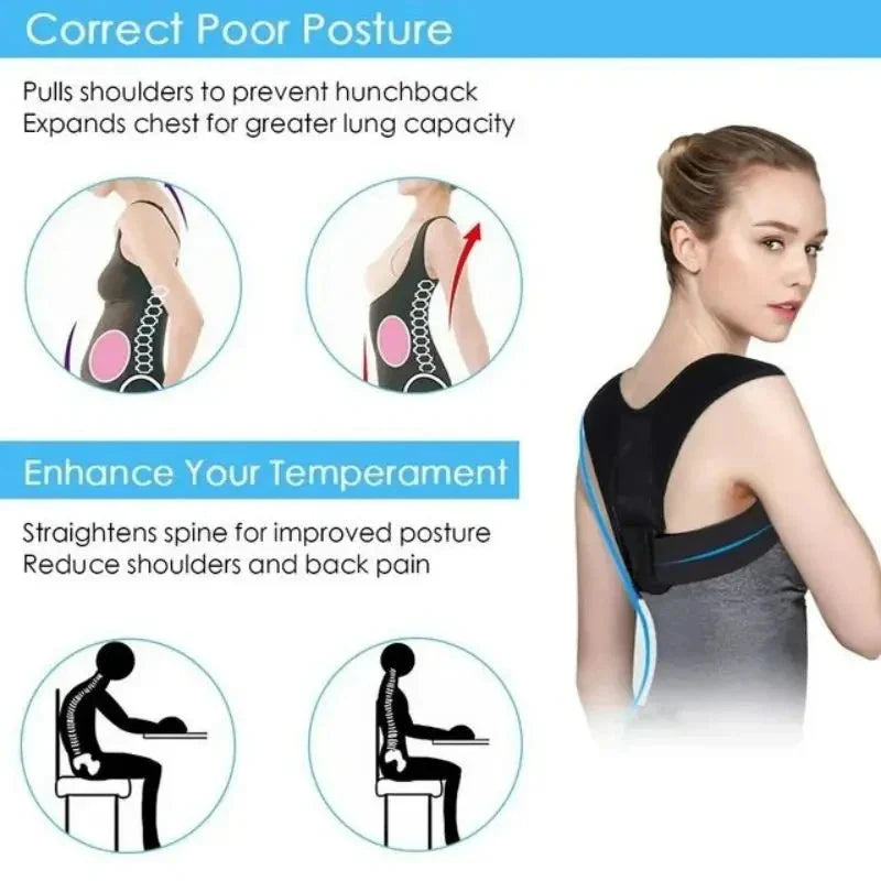 Adjustable Showlu Back Posture Corrector with breathable shoulder support for improved spinal alignment and comfort.