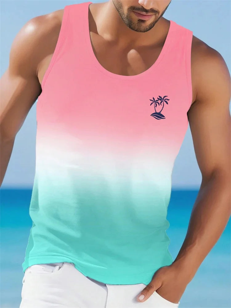 Showlu men's quick dry sports tank top with 3D printed design, perfect for gym and casual wear