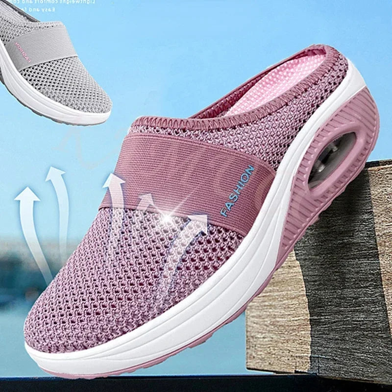 Women's orthopedic wedge sandals with anti-slip mesh, casual and comfortable slippers by SHOWLU FASHION STORE.