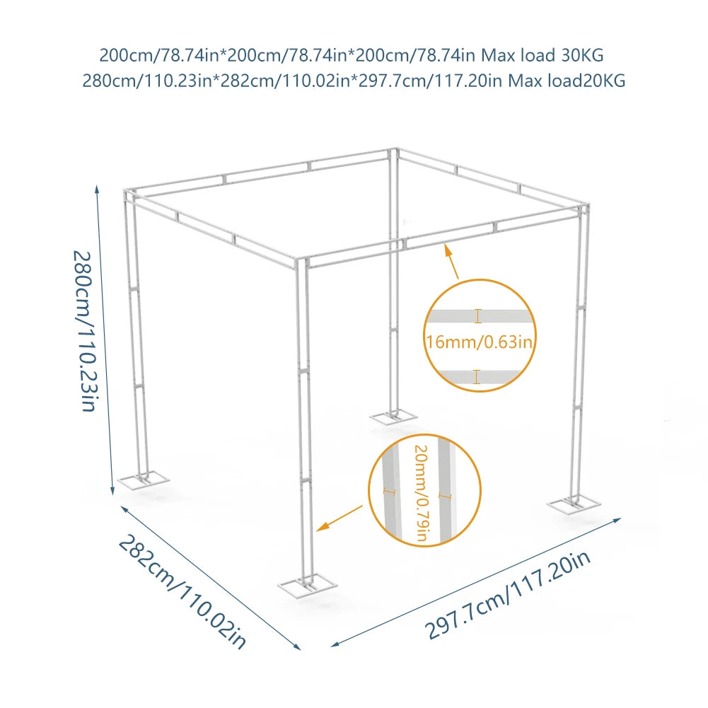 10x10ft Heavy Duty 4-Post Wedding Backdrop Stand and Canopy Chuppah