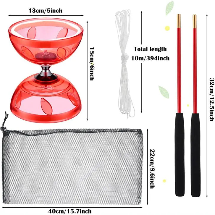 Portable Showlu Fashion Chinese diabolo yoyo set for kids and adults, ideal for indoor and outdoor agility exercise and fitness.