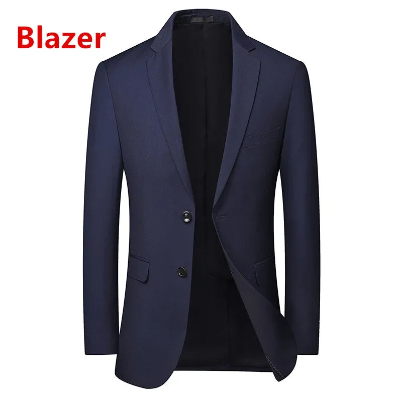 Men's solid color business suit by Showlu Fashion, tailored for weddings, banquets, and formal events, featuring a sleek, high-quality design.