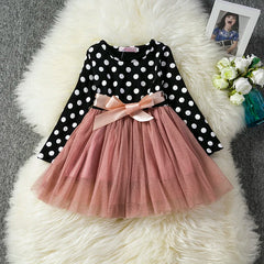 Children Casual Clothes for Autumn Girl Mesh Dress for Long Sleeve 3-8Y Kids Sequin Dress Christms Birthday Party Princess Dress
