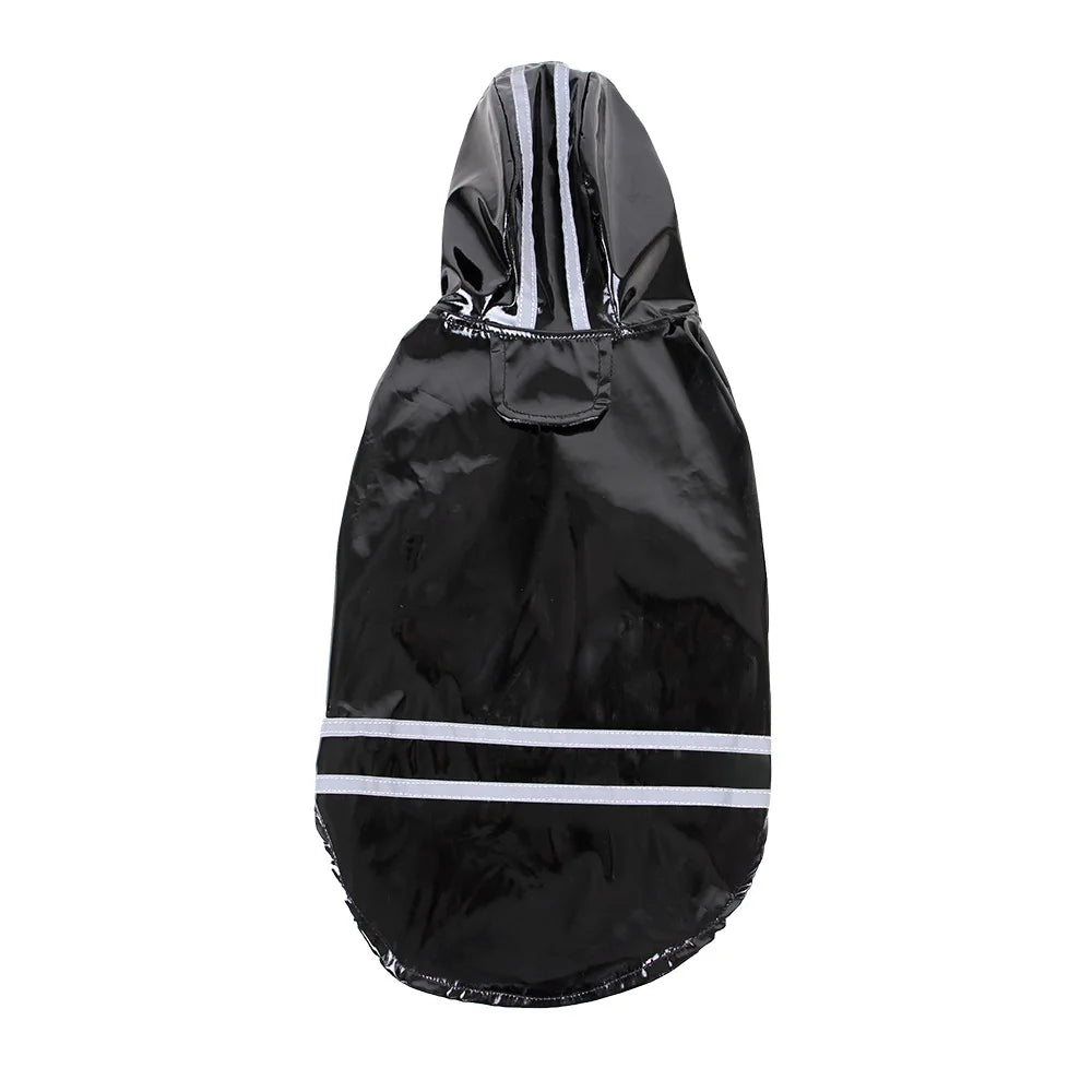 Showlu Fashion waterproof dog raincoat with hood, PU pet jacket, available in size S to XL, designed for rainy weather.